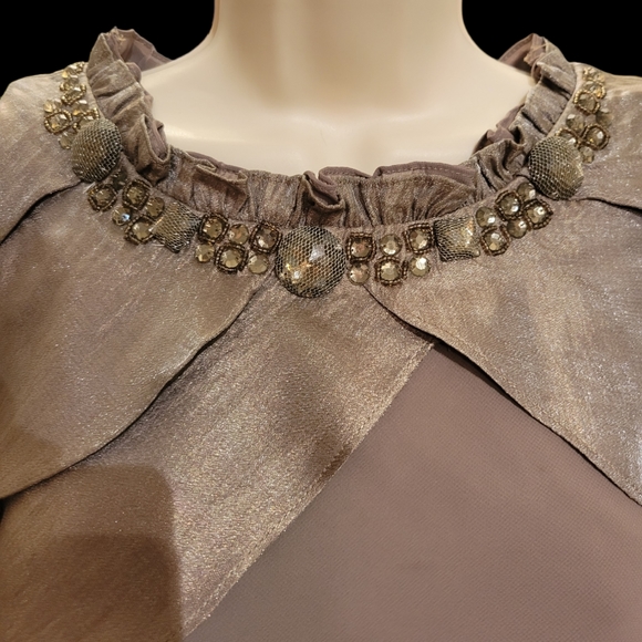 NWOT SLfashions 12 Party Dress Stoned Collar Waves of Organza - Picture 5 of 15